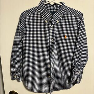 Ralph Lauren Boys size 5 navy and white Plaid Long Sleeve